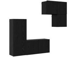 vidaXL Wohnwand 4-Tlg Schwarz Eichen-Optik Holzwerkstoff 3402766