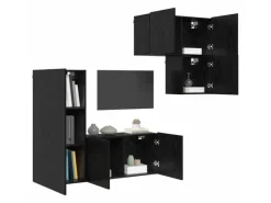 vidaXL Wohnwand 4-Tlg Schwarz Eichen-Optik Holzwerkstoff 3402766