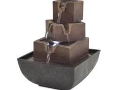 Discount vidaXL Zimmerbrunnen mit LED Polyresin Grau und Braun