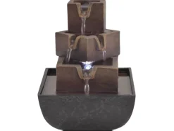 Discount vidaXL Zimmerbrunnen mit LED Polyresin Grau und Braun