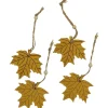 Videx Garden Holzanhänger Blätter Gelb-Natur 4er-Set