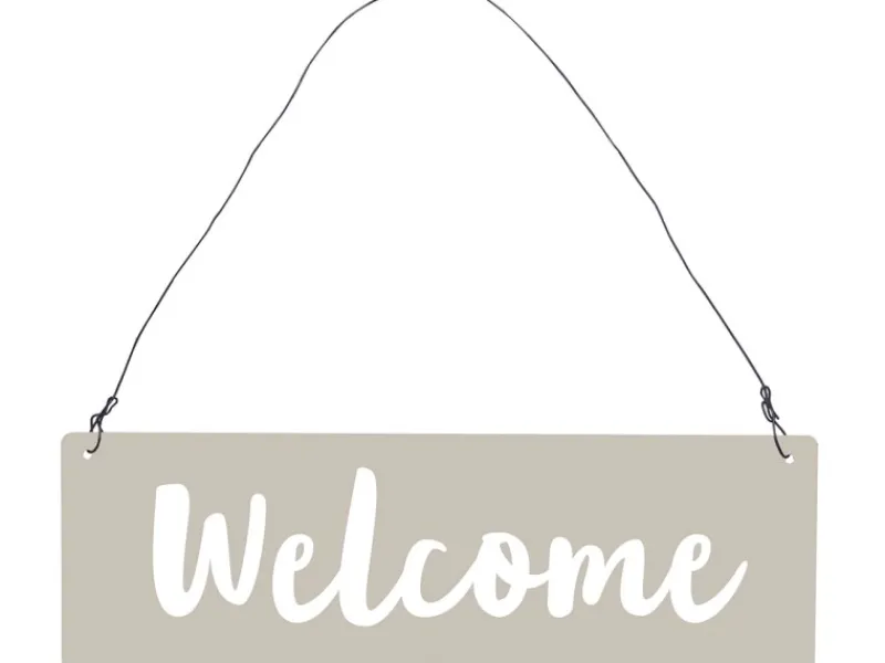 Videx Garden Türschild Welcome Metall Grau 8 cm x 25 cm