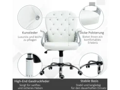 Outlet Vinsetto Bürostuhl Ergonomisch für Home Office 59 x 60 x 103 cm Weiß