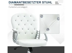Outlet Vinsetto Bürostuhl Ergonomisch für Home Office 59 x 60 x 103 cm Weiß