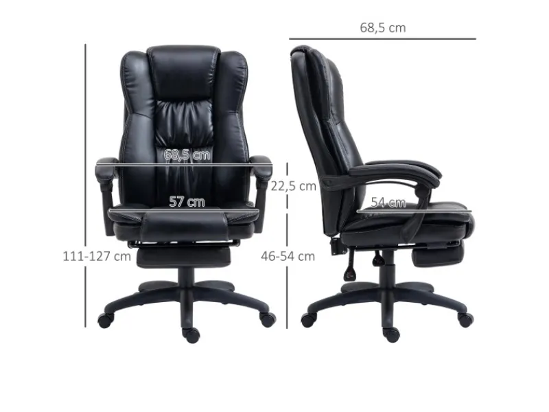 Vinsetto Bürostuhl mit Fußstütze Massagefunktion