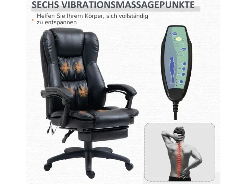 Vinsetto Bürostuhl mit Fußstütze Massagefunktion