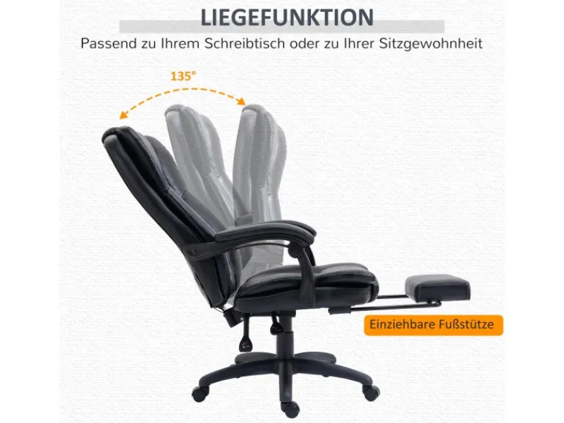 Vinsetto Bürostuhl mit Fußstütze Massagefunktion
