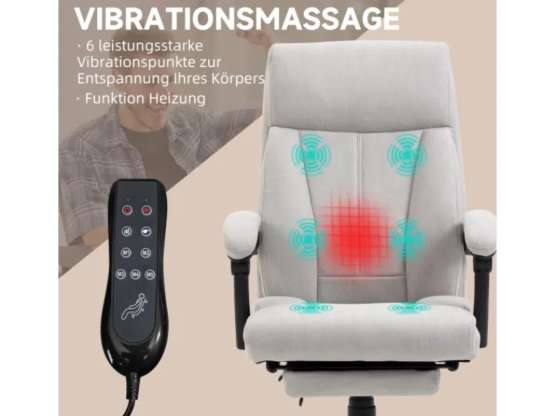 Vinsetto Bürostuhl mit Liegefunktion Höhenverstellbar