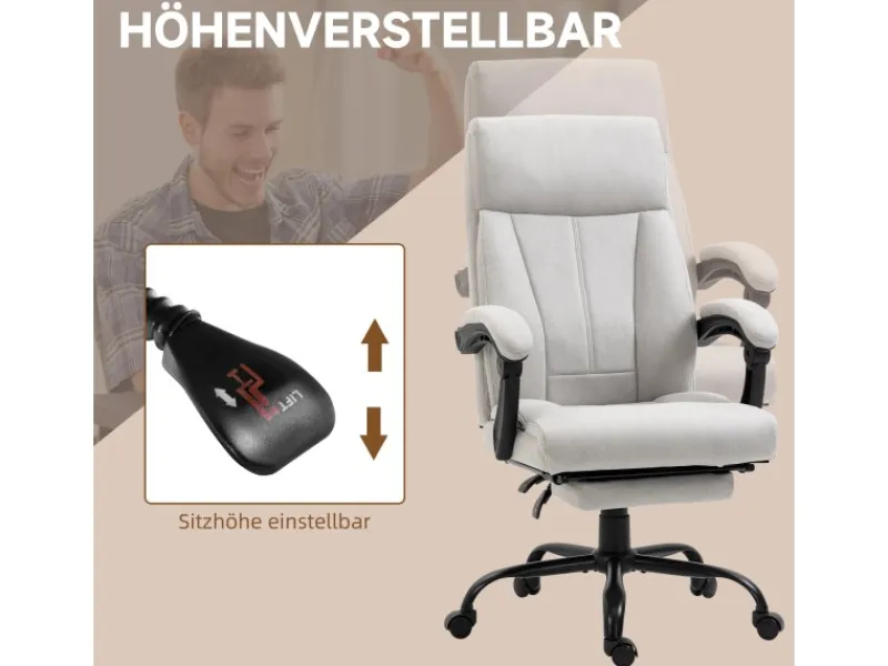 Vinsetto Bürostuhl mit Liegefunktion Höhenverstellbar