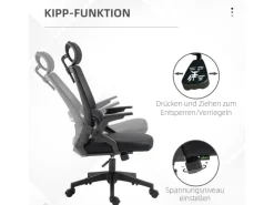 Online Vinsetto Bürostuhl mit Wippfunktion Mesh Schwarz 58L x 61B x 102-119H cm