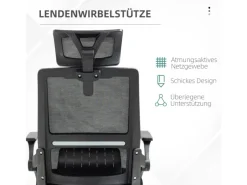 Online Vinsetto Bürostuhl mit Wippfunktion Mesh Schwarz 58L x 61B x 102-119H cm