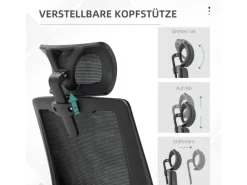 Online Vinsetto Bürostuhl mit Wippfunktion Mesh Schwarz 58L x 61B x 102-119H cm