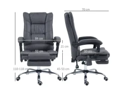 Vinsetto Massage-Bürostuhl 111-119 cm Höhenverstellbar mit Fußstütze