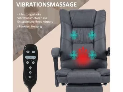 Vinsetto Massage-Bürostuhl 111-119 cm Höhenverstellbar mit Fußstütze