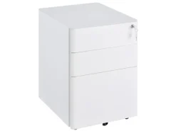 Vinsetto Rollcontainer mit 3 Schubladen Aufbewahrung Stahl Weiß 39 x 48 x 59 cm