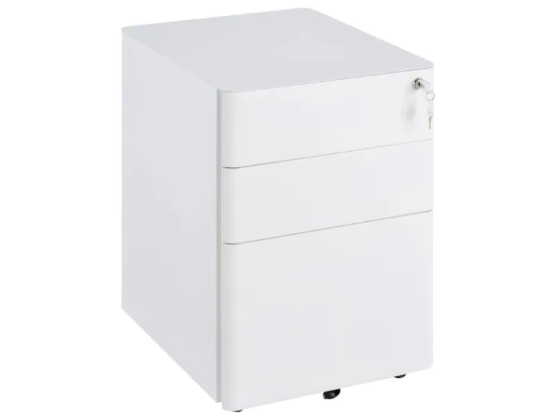 Vinsetto Rollcontainer mit 3 Schubladen Aufbewahrung Stahl Weiß 39 x 48 x 59 cm