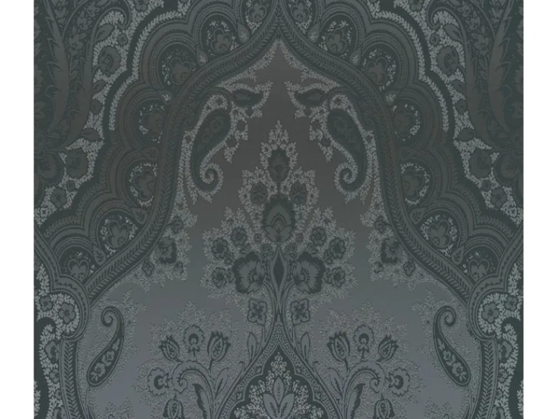Clearance AS-Creation Vliestapete Barock Ornament Glänzend Glatt Schwarz Dunkelgrau FSC®