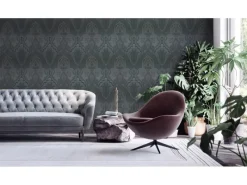 Clearance AS-Creation Vliestapete Barock Ornament Glänzend Glatt Schwarz Dunkelgrau FSC®