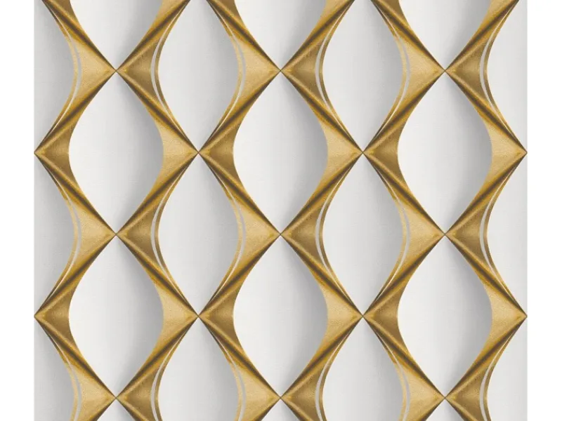 AS-Creation Vliestapete 3D Design Glänzend Leicht Strukturiert Gold Weiß FSC®