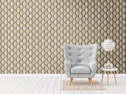 AS-Creation Vliestapete 3D Design Glänzend Leicht Strukturiert Gold Weiß FSC®