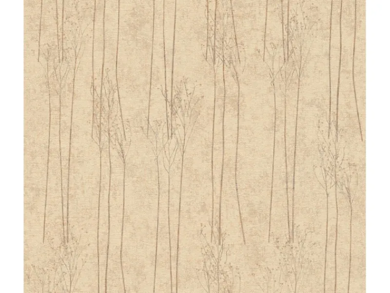 New AS-Creation Vliestapete Floral Glänzend Leicht Strukturiert Gelb Beige FSC®