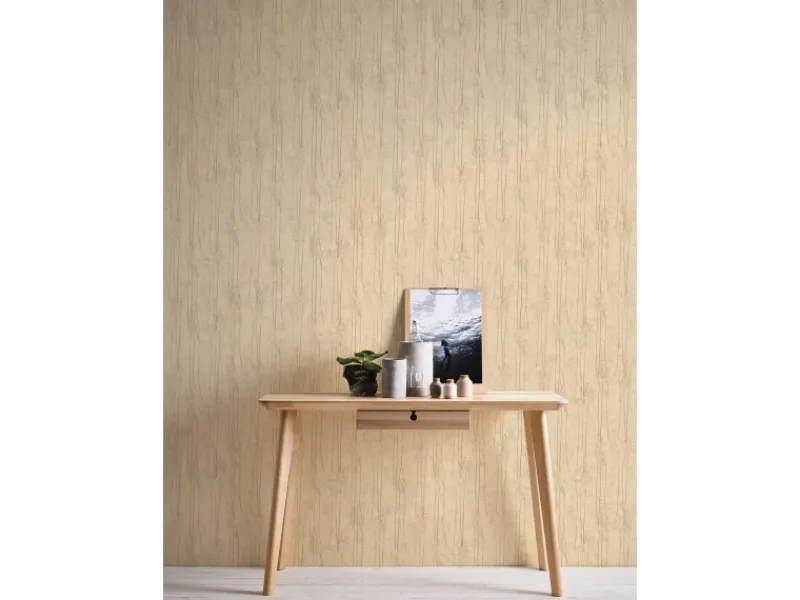 New AS-Creation Vliestapete Floral Glänzend Leicht Strukturiert Gelb Beige FSC®