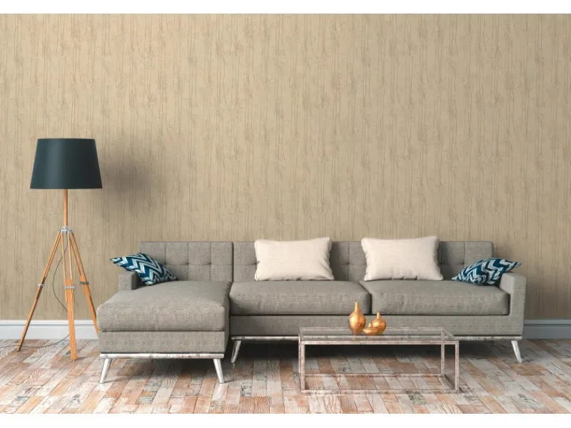 New AS-Creation Vliestapete Floral Glänzend Leicht Strukturiert Gelb Beige FSC®