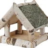 Vogelfutterhaus Birke mit Heudach Klein 25 cm x 25 cm x 26 cm