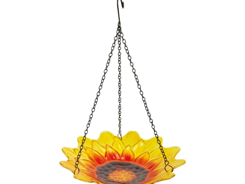 Vogeltränke Hängend Glas Blume Gelb Ø 27 cm