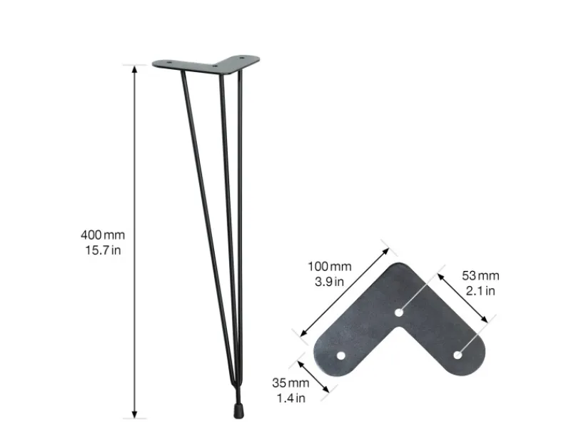 New Wagner design yourself Wagner Designfuß Hairpin Leg Retro 12 cm x 12 cm x 40 cm Stahl Schwarz