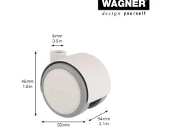 Outlet Wagner Möbel-Doppelrolle Soft Ø 4 cm Weiß-Grau