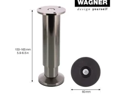 Wagner Möbelfuß Ø 3,8 cm Länge 15 cm - 16,5 cm Edelstahl-Optik