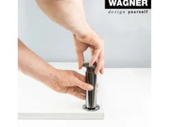 Wagner Möbelfuß Ø 3,8 cm Länge 15 cm - 16,5 cm Edelstahl-Optik
