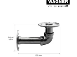 Wagner Regalträger Industrial Pipe Ø 3,25 cm x 12 cm Schwarz