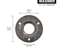 Wagner Regalträger Industrial Pipe Ø 3,25 cm x 12 cm Schwarz