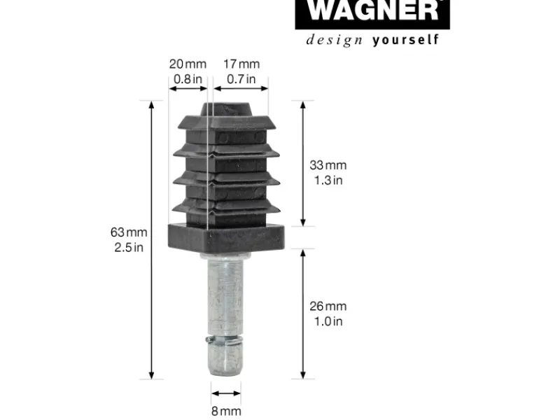 Wagner design yourself Wagner Stift & Vierkanthülse 17 mm x 17 mm SV Verpackung Mix 70 % 2 Stück