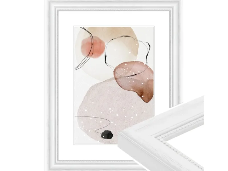 WANDStyle Bilderrahmen H390 aus Massivholz in Weiß gemasert 13 x 18 cm im Stil Landhaus Weiß-Holzoptik