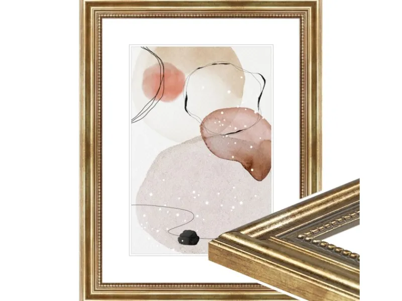 Best WANDStyle Bilderrahmen H450 aus Massivholz in 20 x 20 cm im Stil Antik Gold