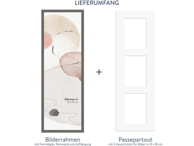 WANDStyle Galerierahmen G950 in 23 x 70 cm für 3 Bilder im Format 13 x 18 cm