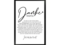 Sale WANDStyle Gerahmtes Poster Danke Mama 30 x 45 cm Geschenkidee für Eine Person