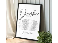 Sale WANDStyle Gerahmtes Poster Danke Mama 30 x 45 cm Geschenkidee für Eine Person