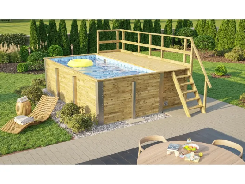 Discount Weka Massivholzpool 595 Gr.1 490 x 309 x 203 cm Blau Mosaik Blau-Weiß