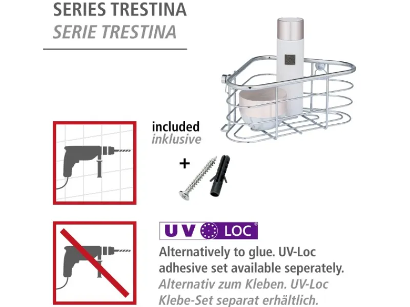 Hot Wenko Eckablage Trestina 25 cm x 10,5 cm 16,5 cm Edelstahl Silber Glänzend