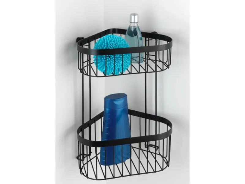 Best Wenko Eckregal 2 Etagen Classic Plus Black Stahl 23,5 x 33 x 18,5 cm Schwarz