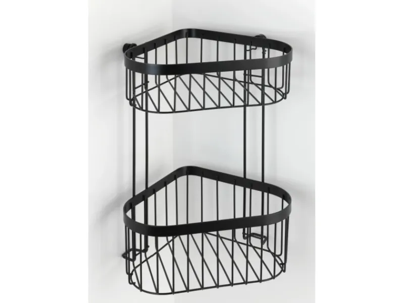 Best Wenko Eckregal 2 Etagen Classic Plus Black Stahl 23,5 x 33 x 18,5 cm Schwarz