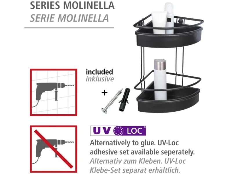 Wenko Eckregal 2 Etagen Molinella Schwarz