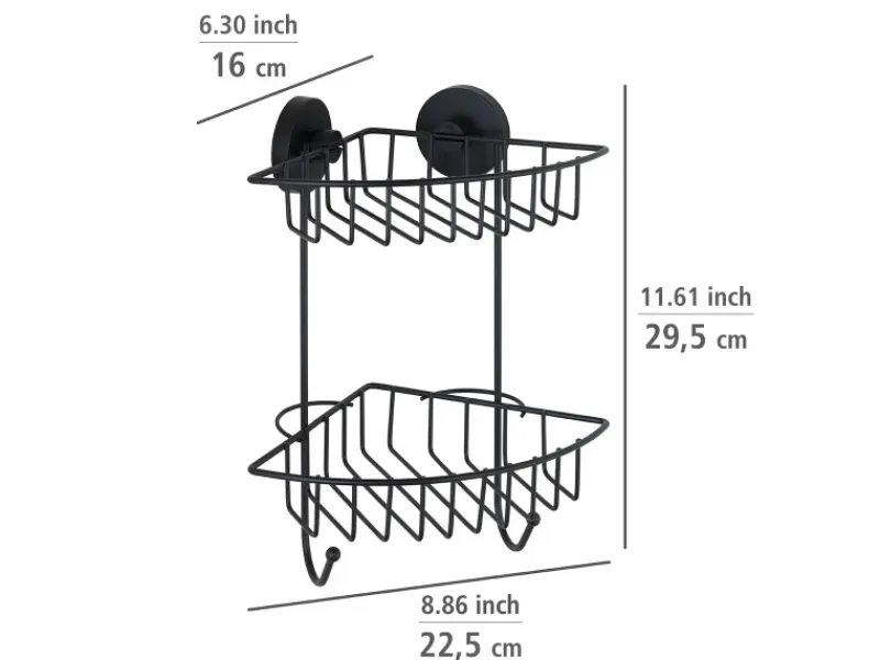 Wenko Eckregal Bari Vacuum-Loc 2 Etagen Schwarz