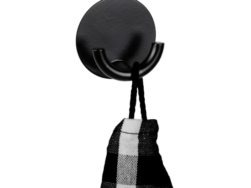 Wenko Edelstahl-Wandhaken Rondo Selbstklebend Ø 5,3 cm x 2,5 cm Schwarz