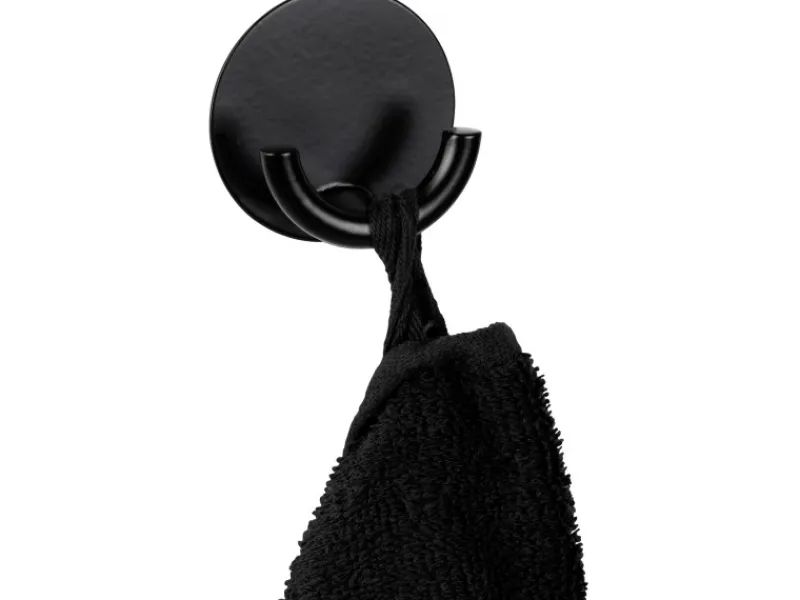Wenko Edelstahl-Wandhaken Rondo Selbstklebend Ø 5,3 cm x 2,5 cm Schwarz