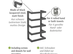 Wenko Handtuchregal Fondiro Schwarz Matt aus Lackiertem Stahl